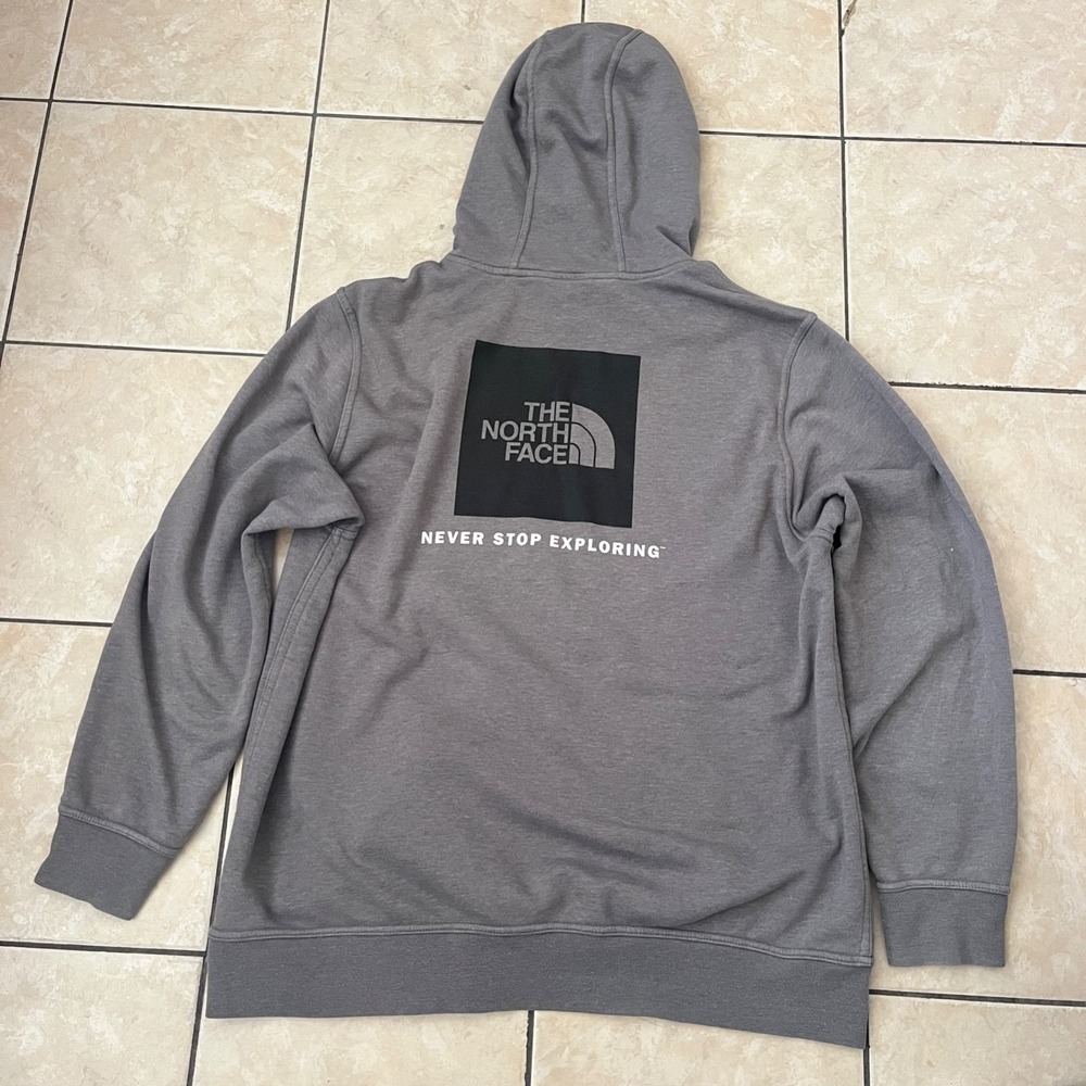 The North Face Hoodie Mens 2XL Gray Never Stop Exploring Graphic Sweatshirt Gorp